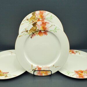 Oneida Amore Dinner Plates Oneida White Porcelain Pink Floral Dinner Plates